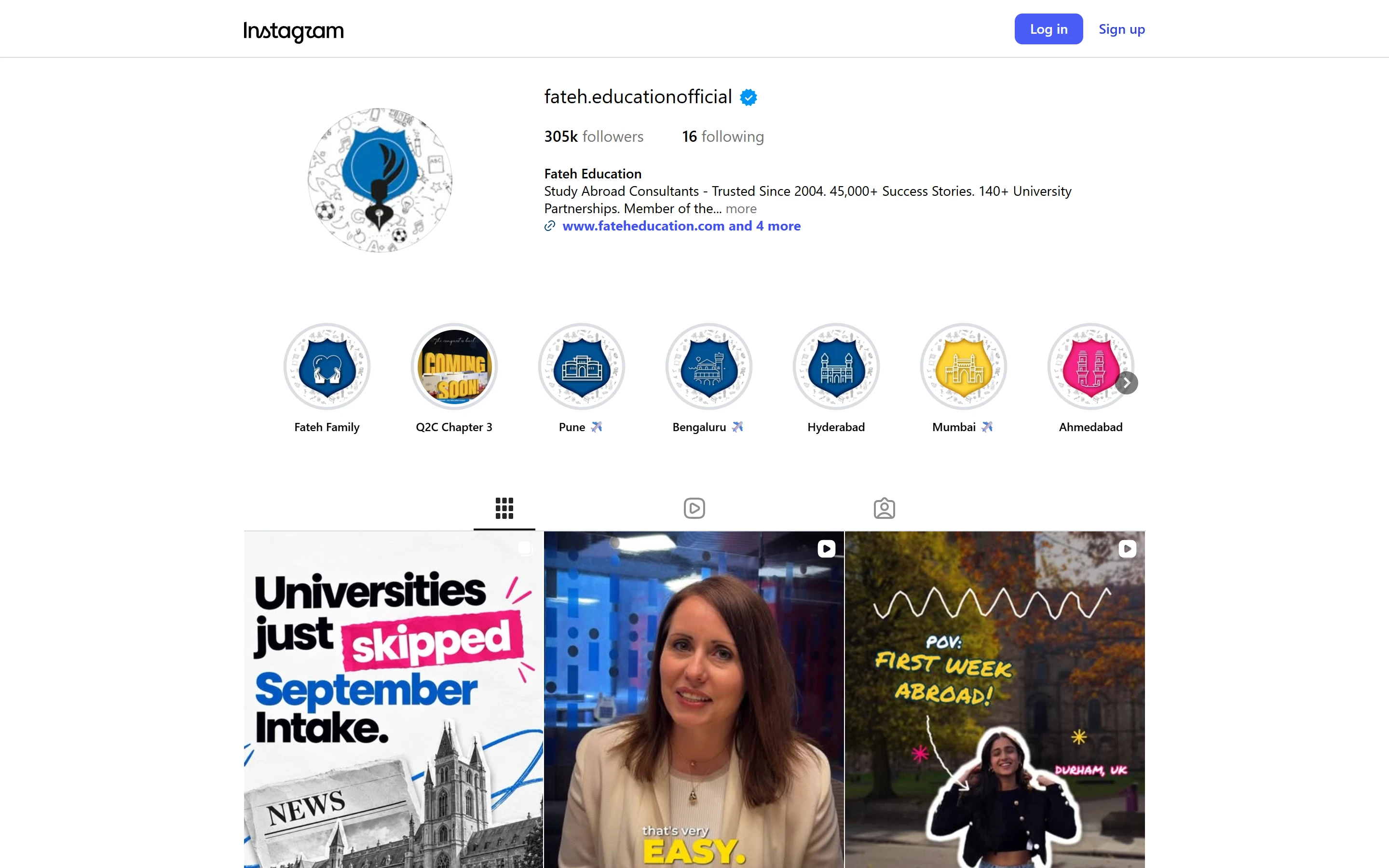 Fateh Education Instagram page