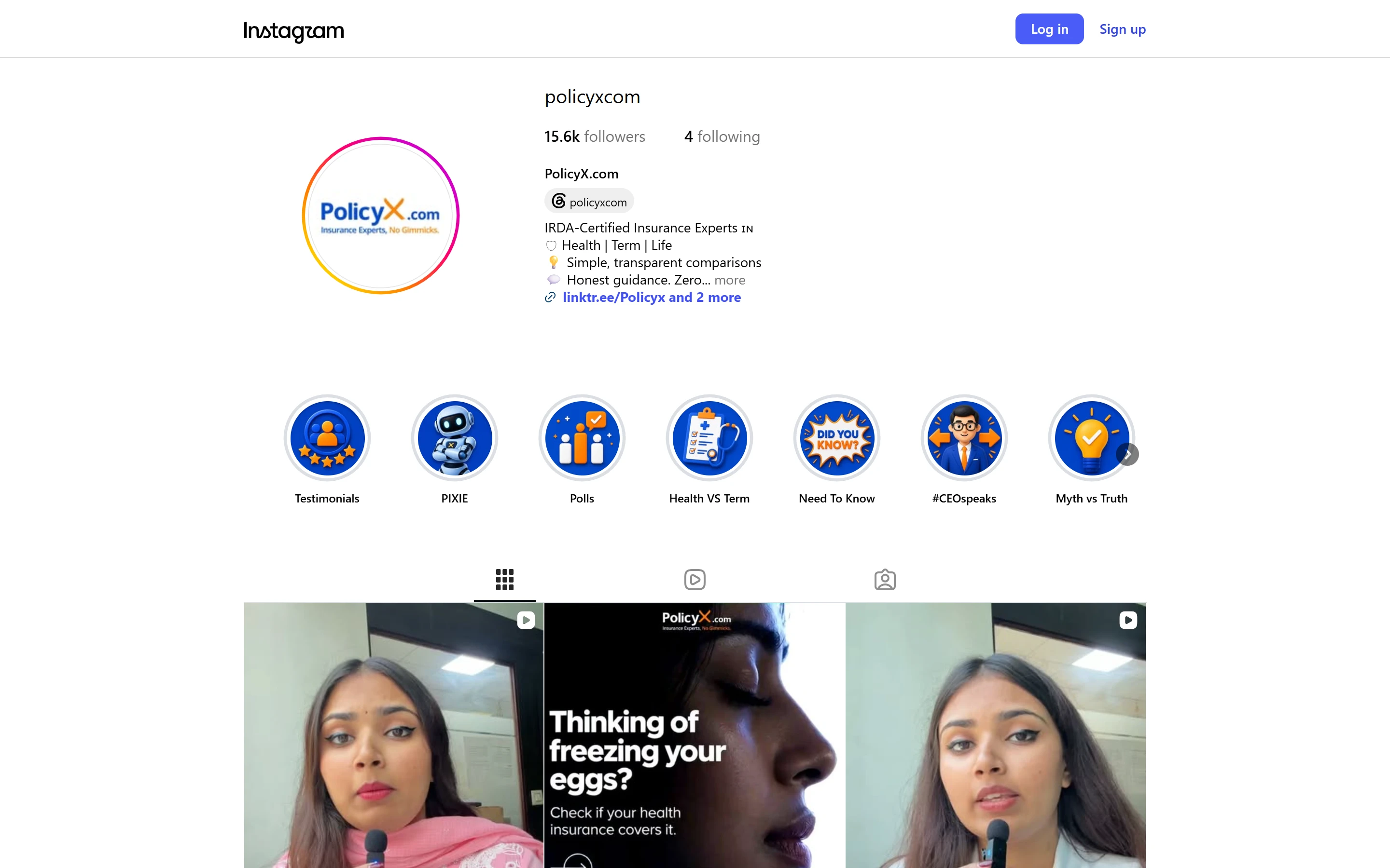 PolicyX Instagram page