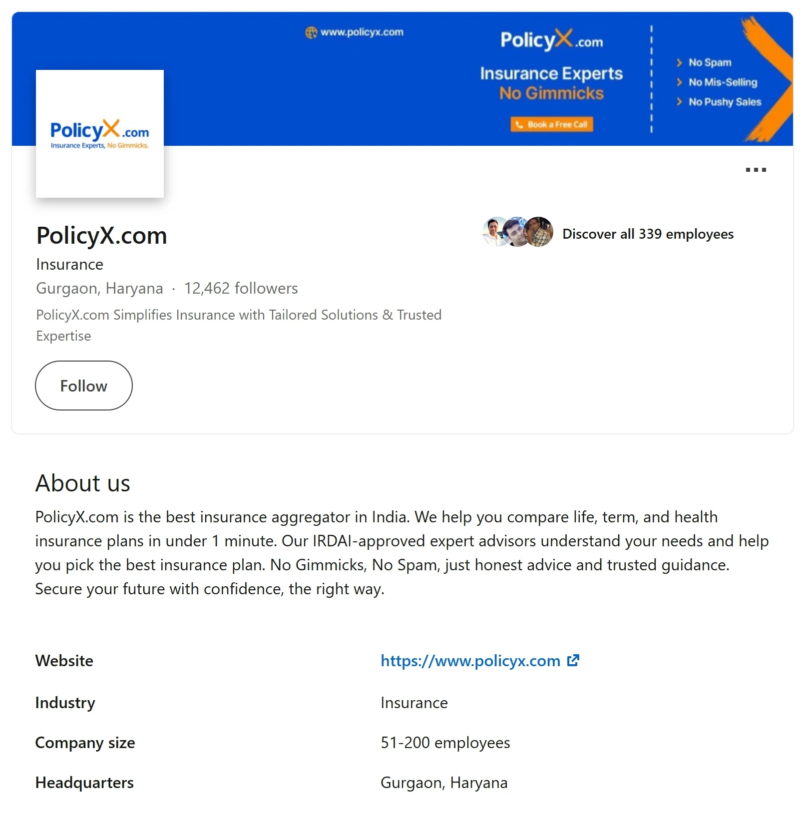 PolicyX LinkedIn page