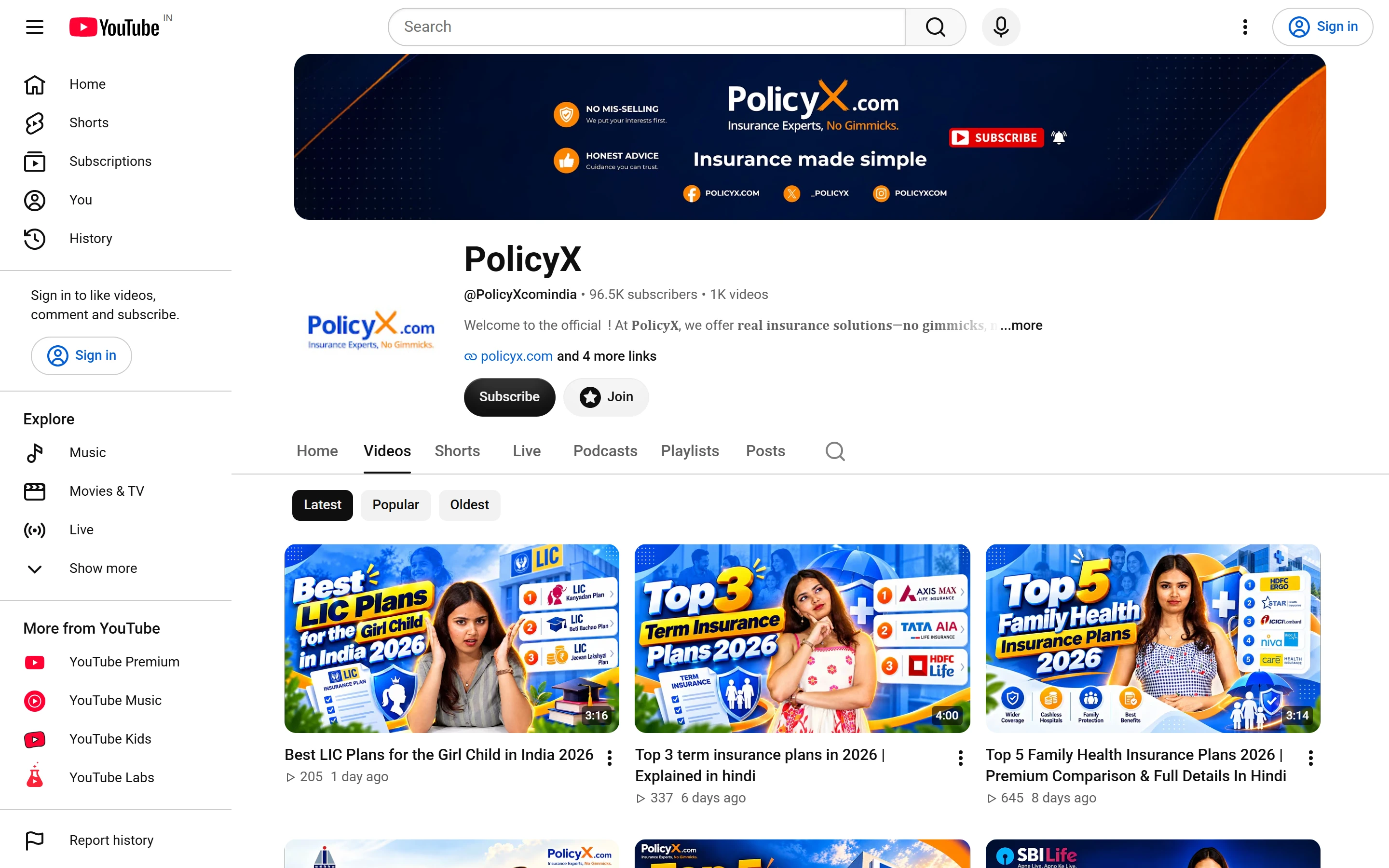 PolicyX YouTube page